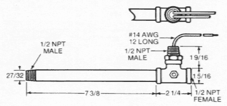Convectronics Fluid Heater 007-10136 / Sylvania# 038824, 1/2" Pipe, 4000W, 220V w/ Lead Term